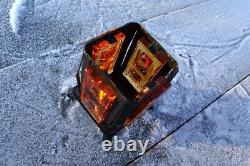 2 Swedish MCM Modern Glass Metal Votive Candle Holders Design Elfwing Urshult