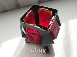 2 Swedish MCM Modern Glass Metal Votive Candle Holders Design Elfwing Urshult