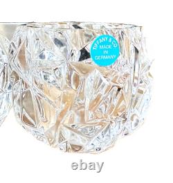 2 TIFFANY & CO Cut Rock Lead Crystal Glass Votive Candle Holder New Tiffany Box