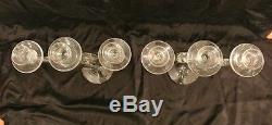 2 Tall Vintage Handblown Clear Glass Candle Holders Triple Candlestick