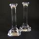 2 (two) Orrefors Regina Lead Crystal 10candle Holders Signed W Silver Tag