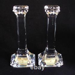 2 (Two) ORREFORS REGINA Lead Crystal 10Candle Holders Signed w Silver Tag