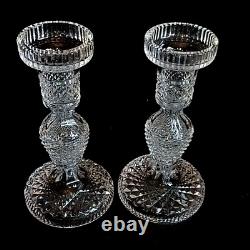 2 (Two) WATERFORD VINTAGE Cut Lead Crystal 7 Candle Holders-Signed DISCONTINUED