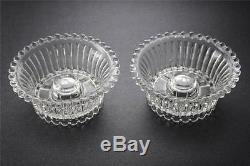 2 Vintage Imperial Candlewick Crystal Glass Hurricane Candle Holders Lamp Set