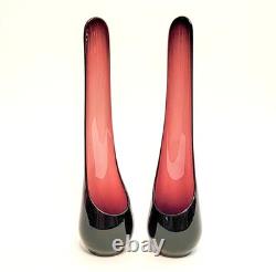 2 VTG Viking Glass Taperglow Amethyst Candlestick Candleholder Purple 17.5 MCM