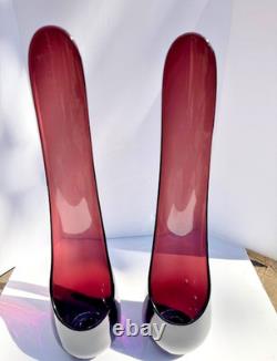 2 VTG Viking Glass Taperglow Amethyst Candlestick Candleholder Purple 17.5 MCM