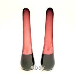 2 VTG Viking Glass Taperglow Amethyst Candlestick Candleholder Purple 17.5 MCM