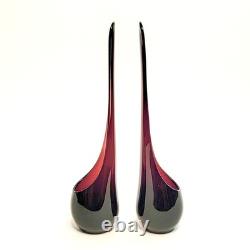 2 VTG Viking Glass Taperglow Amethyst Candlestick Candleholder Purple 17.5 MCM