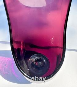 2 VTG Viking Glass Taperglow Amethyst Candlestick Candleholder Purple 17.5 MCM