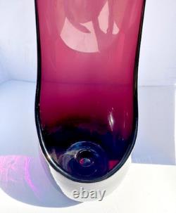 2 VTG Viking Glass Taperglow Amethyst Candlestick Candleholder Purple 17.5 MCM