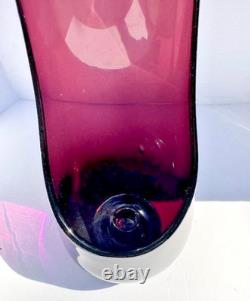 2 VTG Viking Glass Taperglow Amethyst Candlestick Candleholder Purple 17.5 MCM