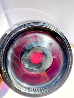 2 VTG Viking Glass Taperglow Amethyst Candlestick Candleholder Purple 17.5 MCM