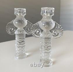 2 Vintage Bjorn Wiinblad Rosenthal Crystal Glass Candleholders Candlesticks