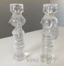 2 Vintage Bjorn Wiinblad Rosenthal Crystal Glass Candleholders Candlesticks