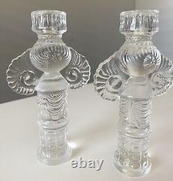 2 Vintage Bjorn Wiinblad Rosenthal Crystal Glass Candleholders Candlesticks