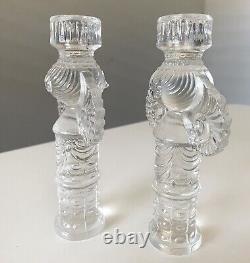 2 Vintage Bjorn Wiinblad Rosenthal Crystal Glass Candleholders Candlesticks