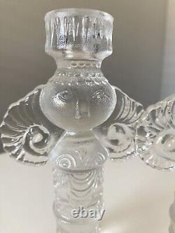 2 Vintage Bjorn Wiinblad Rosenthal Crystal Glass Candleholders Candlesticks