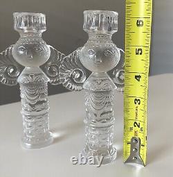 2 Vintage Bjorn Wiinblad Rosenthal Crystal Glass Candleholders Candlesticks