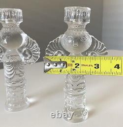 2 Vintage Bjorn Wiinblad Rosenthal Crystal Glass Candleholders Candlesticks