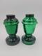 2 Vintage Christmas Green Mercury Glass Candle Holder Candlestick Pair 5.5