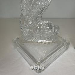 (2) Vintage Imperial Glass Clear Dolphin Candlesticks Candle Holders MMA Pair