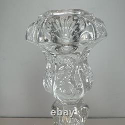 (2) Vintage Imperial Glass Clear Dolphin Candlesticks Candle Holders MMA Pair