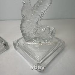 (2) Vintage Imperial Glass Clear Dolphin Candlesticks Candle Holders MMA Pair