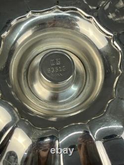 2 Vintage Silverplate Etched Hurricane Glass 7 3/4 Chamberstick Candle Holders