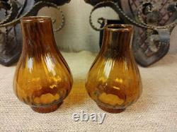 2 Vintage Spanish Amber Glass Wall Sconce 2 Lights Candle Holders, 18 T x 11 W