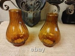 2 Vintage Spanish Amber Glass Wall Sconce 2 Lights Candle Holders, 18 T x 11 W