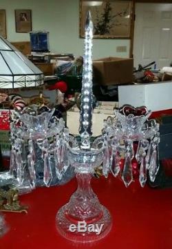 #2 Vintage WATERFORD crystal Candelabra candle holder Lismore spire prism signed