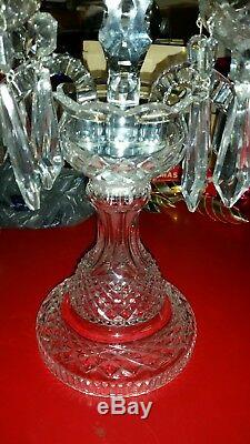 #2 Vintage WATERFORD crystal Candelabra candle holder Lismore spire prism signed