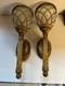 2 Vintage Wall Candle Sconces Caged Glass Gold Bubble Hand Blown Large