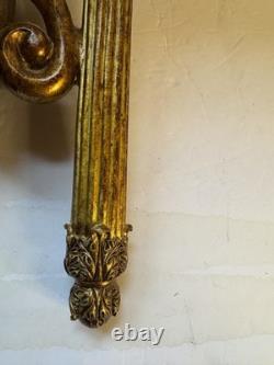 2 Vintage Wall Candle Sconces Caged Glass Gold Bubble Hand Blown Large