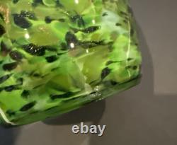 2 Votive Hand Blown Art Glass Seattle Artist Dehanna Jones Green/Multi/Metallics