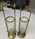 2 Vtg Brass Antique Lantern Candle Holders Victorian Decor Glass 1618 Tall
