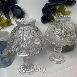 2 Vtg Fifth Avenue Portico Design Fairy Lamps Lead Crystal Glass 10 H 6 W