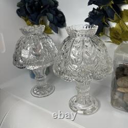 2 Vtg Fifth Avenue Portico Design Fairy Lamps Lead Crystal Glass 10 H 6 W