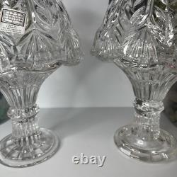2 Vtg Fifth Avenue Portico Design Fairy Lamps Lead Crystal Glass 10 H 6 W
