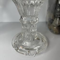 2 Vtg Fifth Avenue Portico Design Fairy Lamps Lead Crystal Glass 10 H 6 W