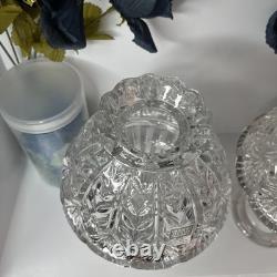 2 Vtg Fifth Avenue Portico Design Fairy Lamps Lead Crystal Glass 10 H 6 W