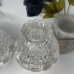 2 Vtg Fifth Avenue Portico Design Fairy Lamps Lead Crystal Glass 10 H 6 W