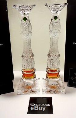 2 Waterford Crystal Golden Age 16 1/4 Candlesticks Candle Holders Jorge Perez