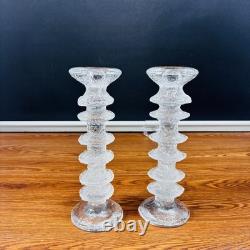 2 X Signed Iittala Festivo Glass Timo Sarpaneva Finland 6 Ring Candle Holders