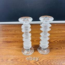 2 X Signed Iittala Festivo Glass Timo Sarpaneva Finland 6 Ring Candle Holders