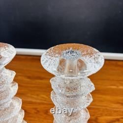 2 X Signed Iittala Festivo Glass Timo Sarpaneva Finland 6 Ring Candle Holders