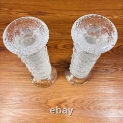 2 X Signed Iittala Festivo Glass Timo Sarpaneva Finland 6 Ring Candle Holders