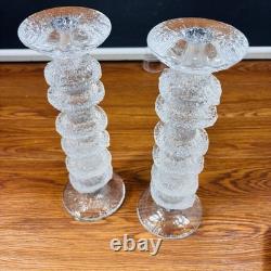 2 X Signed Iittala Festivo Glass Timo Sarpaneva Finland 6 Ring Candle Holders
