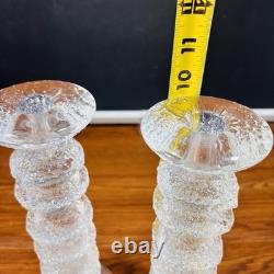 2 X Signed Iittala Festivo Glass Timo Sarpaneva Finland 6 Ring Candle Holders