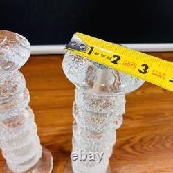 2 X Signed Iittala Festivo Glass Timo Sarpaneva Finland 6 Ring Candle Holders